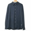 【中古】コロニークロージング COLONY CLOTHING WOOL JERSEY LOUNGE SHIRT シャツ 長袖 ワンポイント刺? M 紺 ネイビー IBO70 X メンズ 【ベクトル 古着】 250524(4)
