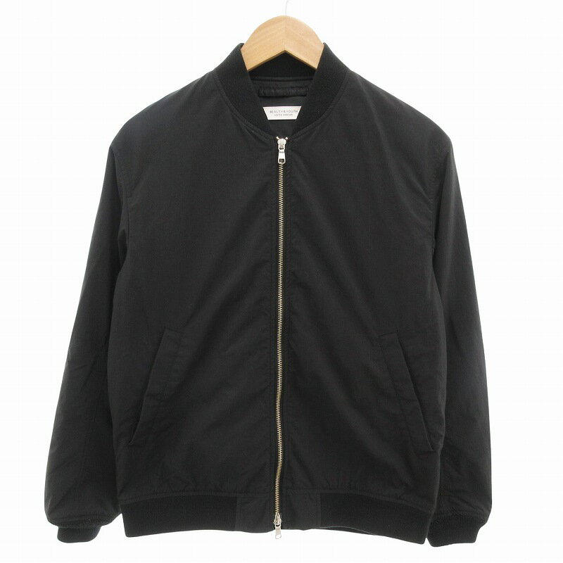 【中古】B&Y ユナイテッドアローズ BEAUTY&YOUTH ビューティー&ユース パーテックス ジップ ブルゾン ジャケット 短丈 M 黒 ブラック 1225-115-8982 /FF IBO70 メンズ 【ベクトル 古着】 250610