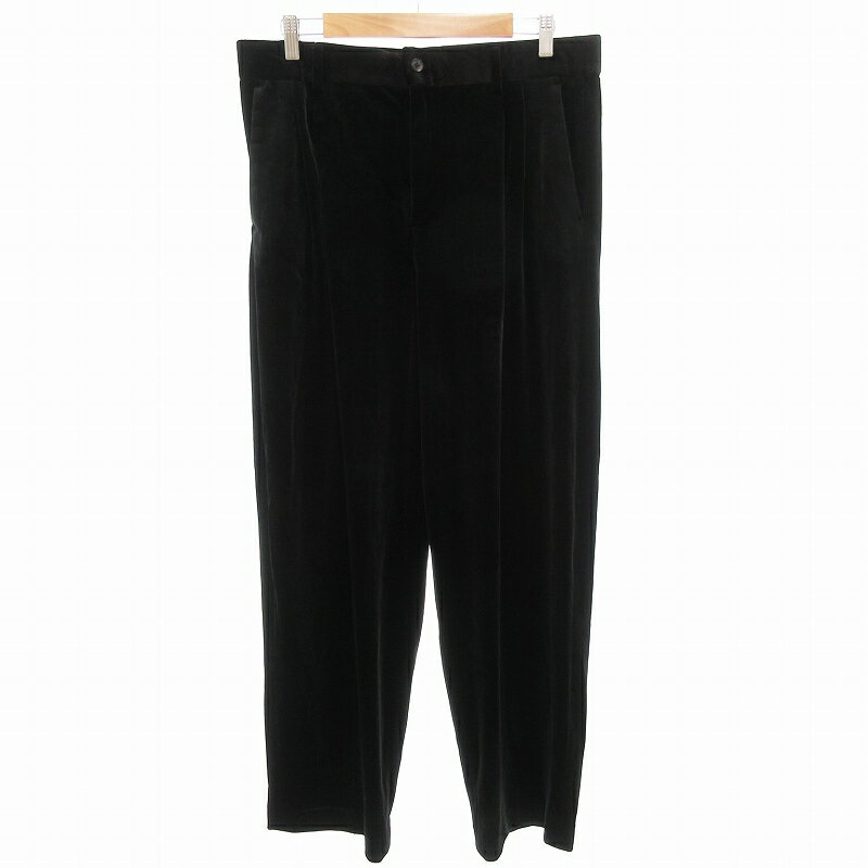 【中古】ザラ ZARA 美品 Velvet Velour pants 2タック ベルテッド ベロア ワイド パンツ スラックス L 黒 ブラック /FF IBO70 メンズ 【ベクトル 古着】 250718のサムネイル