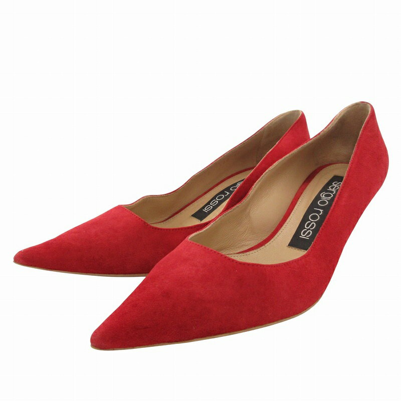 【中古】セルジオロッシ Sergio rossi パンプス ポインテッドトゥ スエード ピンヒール 36 赤 レッド /FF IBO76 レディース 【ベクトル 古着】 250720