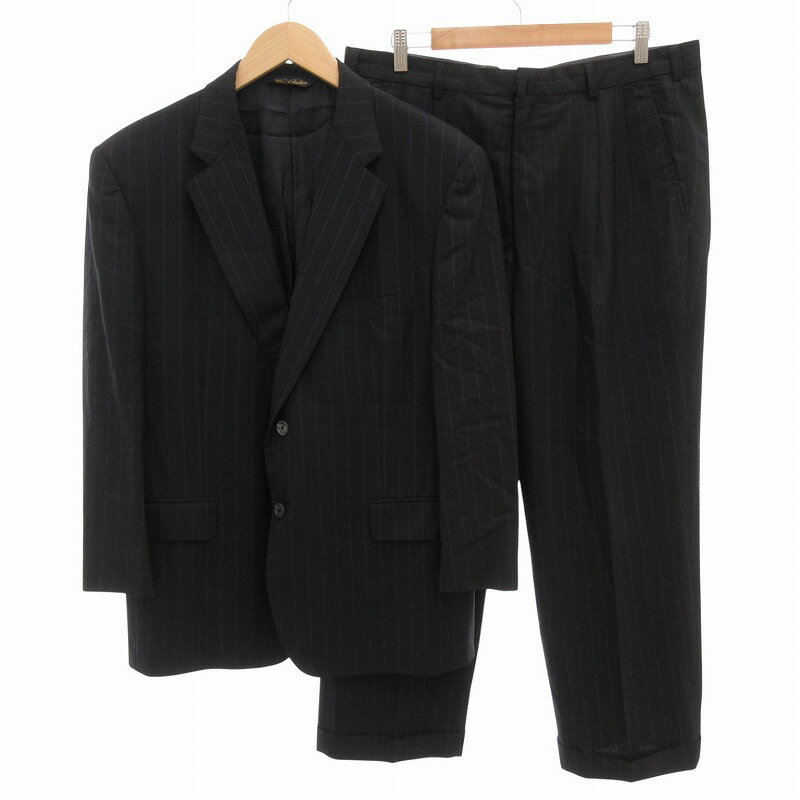 【中古】ブルックスブラザーズ BROOKS BROTHERS 最高級ライン シングルスーツ セットアップ ジャケット パンツ ストライプ 2B 半裏 41SHT 35W 黒 ブラック 1818 /FF ■MET1 メンズ 【ベクトル 古着】 250723