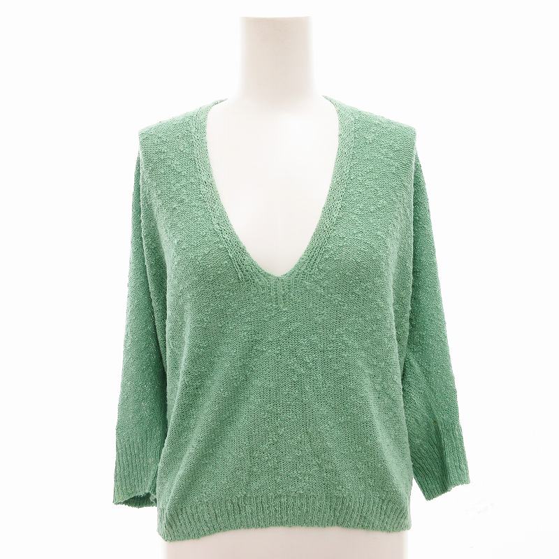 V-Neck - 【中古】レイビームス Ray Beams ニット セーター Vネック 半袖 緑 グリーン /FF ■MET1 レディース 【ベクトル 古着】 250824