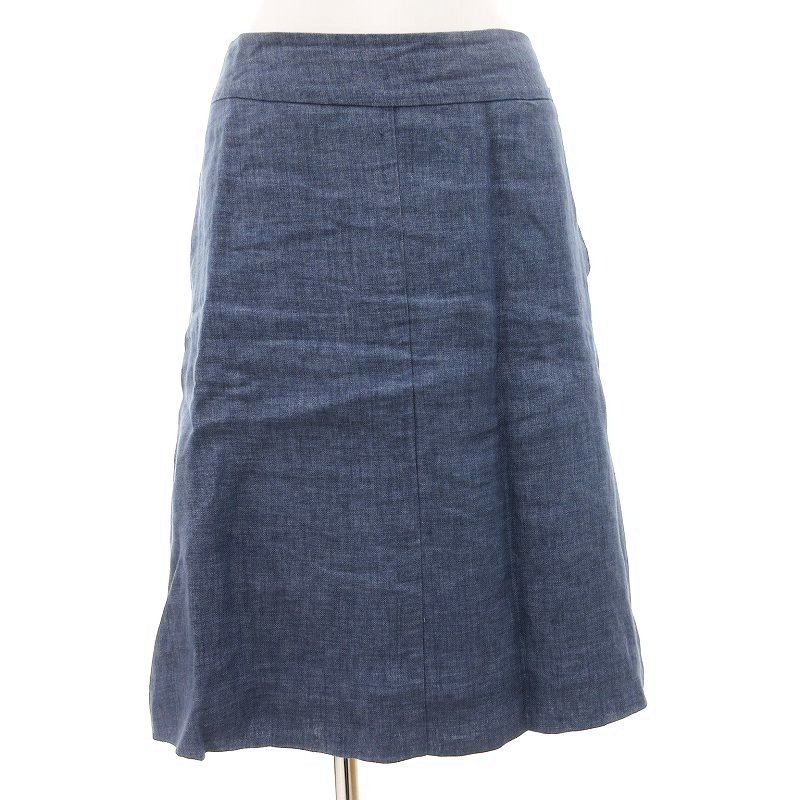 【中古】キトン Kiton スカート リネン 麻 ひざ丈 42 青 ブルー /FF ■MET1 レディース 【ベクトル 古着】 250826(4)
