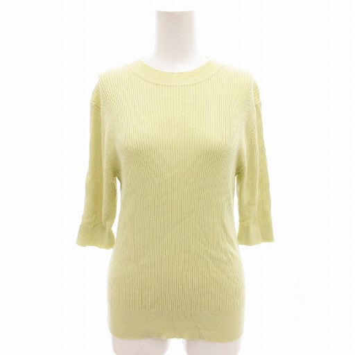 【中古】1 OF MINE ワンオブマイン リブニット セーター クルーネック 半袖 ? イエロー /FF ■MET1 【ベ..