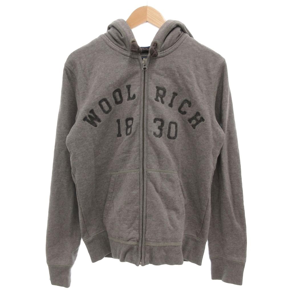 【中古】ウールリッチ WOOLRICH NEEDLE PUNCH ジップパーカー フーディ ロゴ 長袖 M グレー /FF IBO78 ..