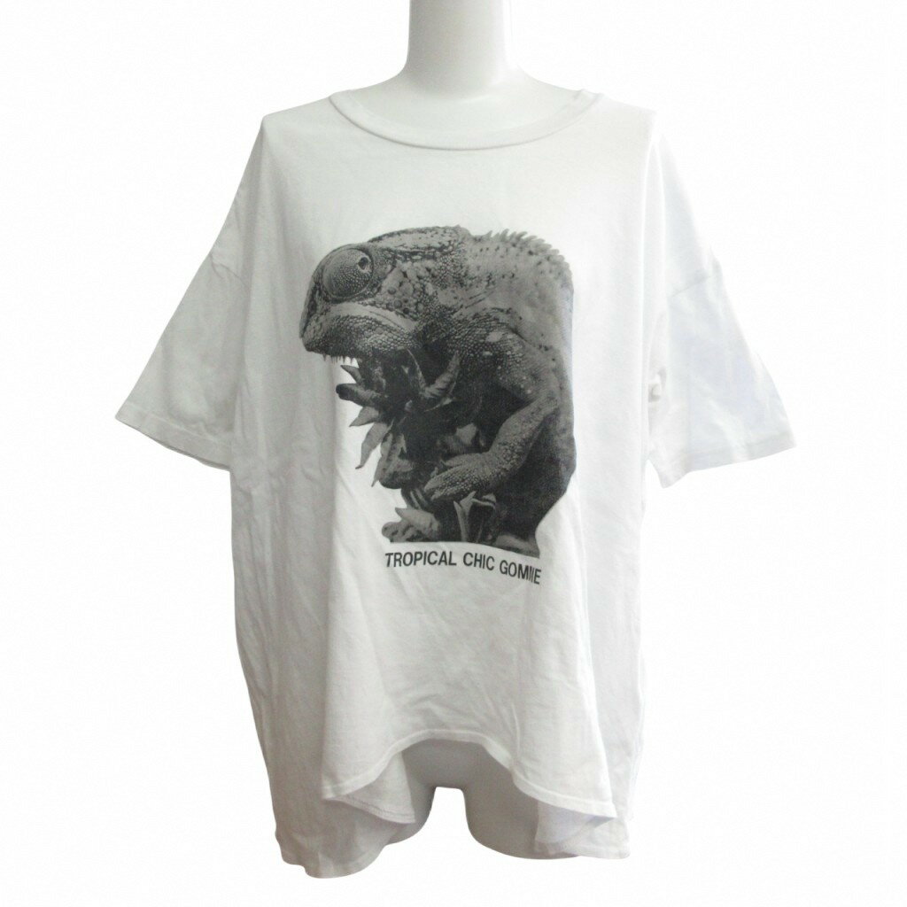 【中古】ゴム gomme Tシャツ カメレオンプリント 半袖 白 ホワイト M レディース 【ベクトル 古着】 250826(4)