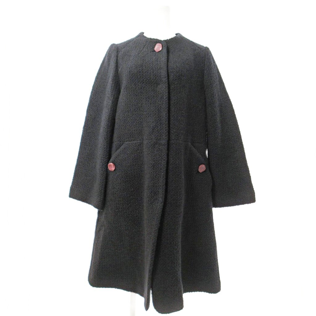 【中古】ホコモモラ JOCOMOMOLA ノーカラー ウール コート ジャケット ウール 40 黒 0902 ■YHS1 レディース 【ベクトル 古着】 250902