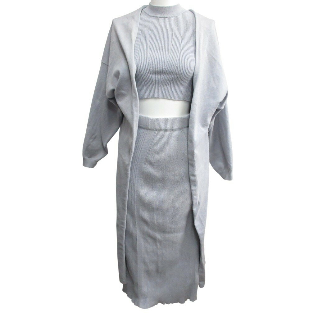 【中古】エイミーイストワール eimy istoire ロングカーディガン リブニット スカート ワンピース セットアップ グレー F フリーサイズ レディース 【ベクトル 古着】 250905