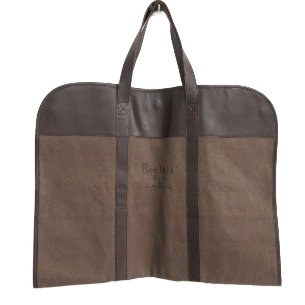 【中古】ベルルッティ Berluti ロゴ刺繍 ガーメントケース スーツカバー トラベルバッグ レザー 本革 ..