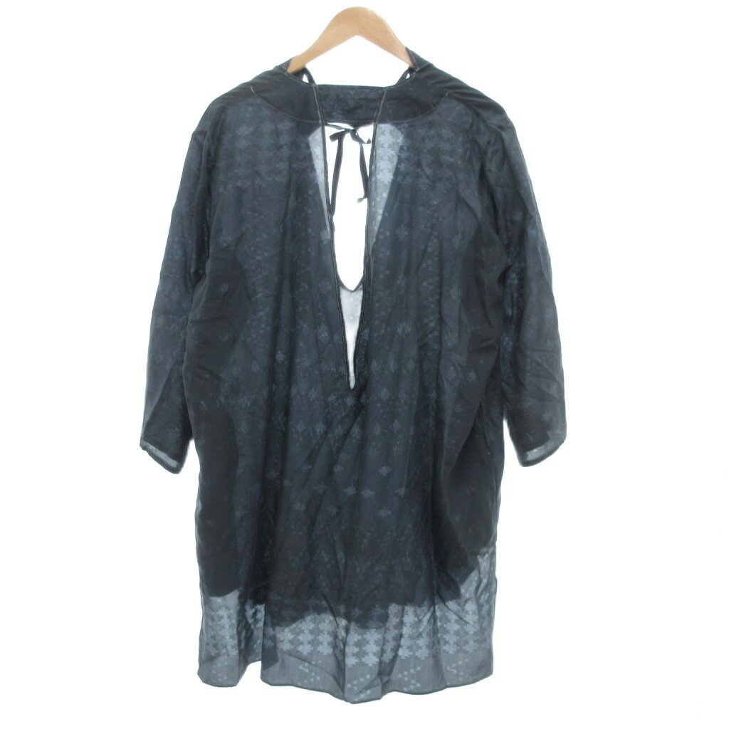【中古】ヨウジヤマモトノアール YOHJI YAMAMOTO NOIR プルオーバー ロングシャツ オーバーサイズ ブラウス シアー 総柄 長袖 1 グレー /...