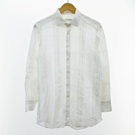 【中古】エトロ ETRO 18SS ラメ シャツ 長袖 チェック 39 白 ホワイト ゴールド 1114 IBO84 メンズ 【..