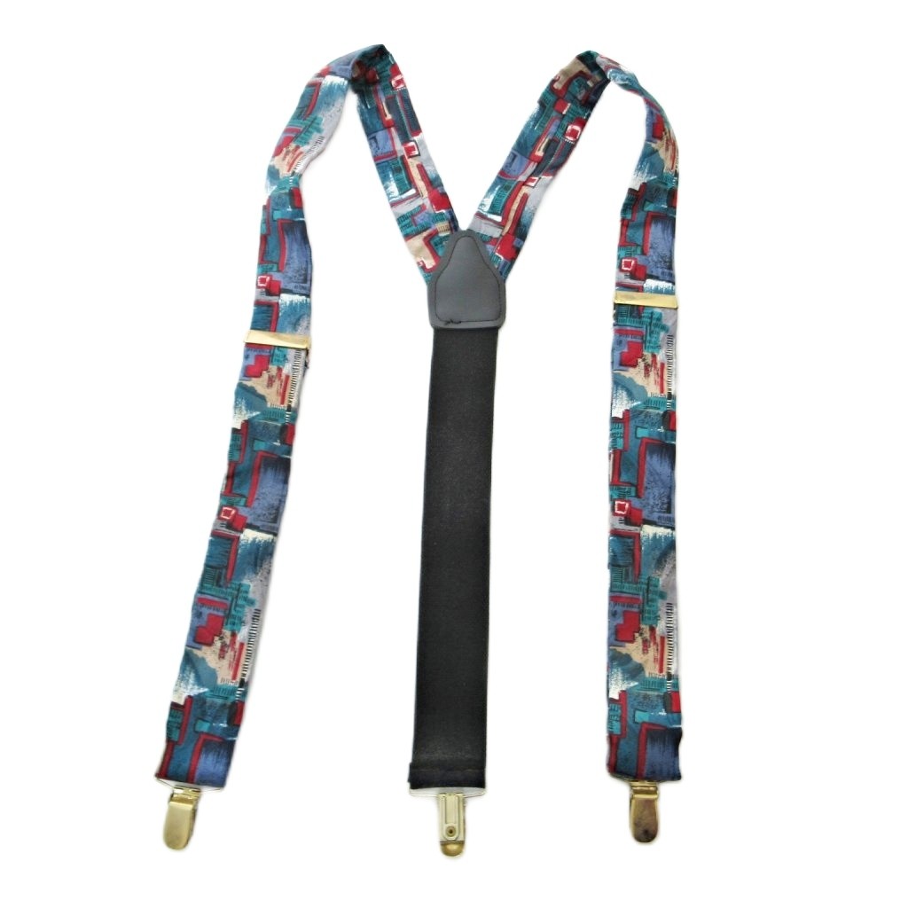 【中古】ペリカン PELICAN ヴィンテージ 総柄 サスペンダー シルク 青緑 マルチカラー 1125 メンズ 【ベクトル 古着】 251125