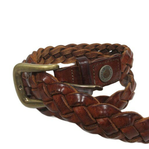 【中古】パタゴニア Patagonia 珍品 希少 USA製 ヴィンテージ 真鍮バックル ベルト レザー 編込み 32 80 茶 ブラウン メンズ 【ベクトル 古着】 251123