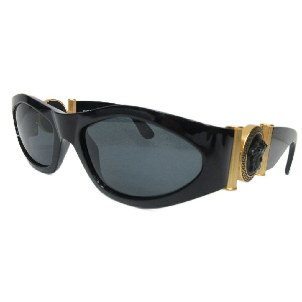 【中古】ジャンニヴェルサーチ ヴェルサーチェ GIANNI VERSACE メデューサ サングラス アイウェア 618/B ゴールド金具 プラスチックフレーム 黒 ブラック IBO86 メンズ 【ベクトル 古着】 251204