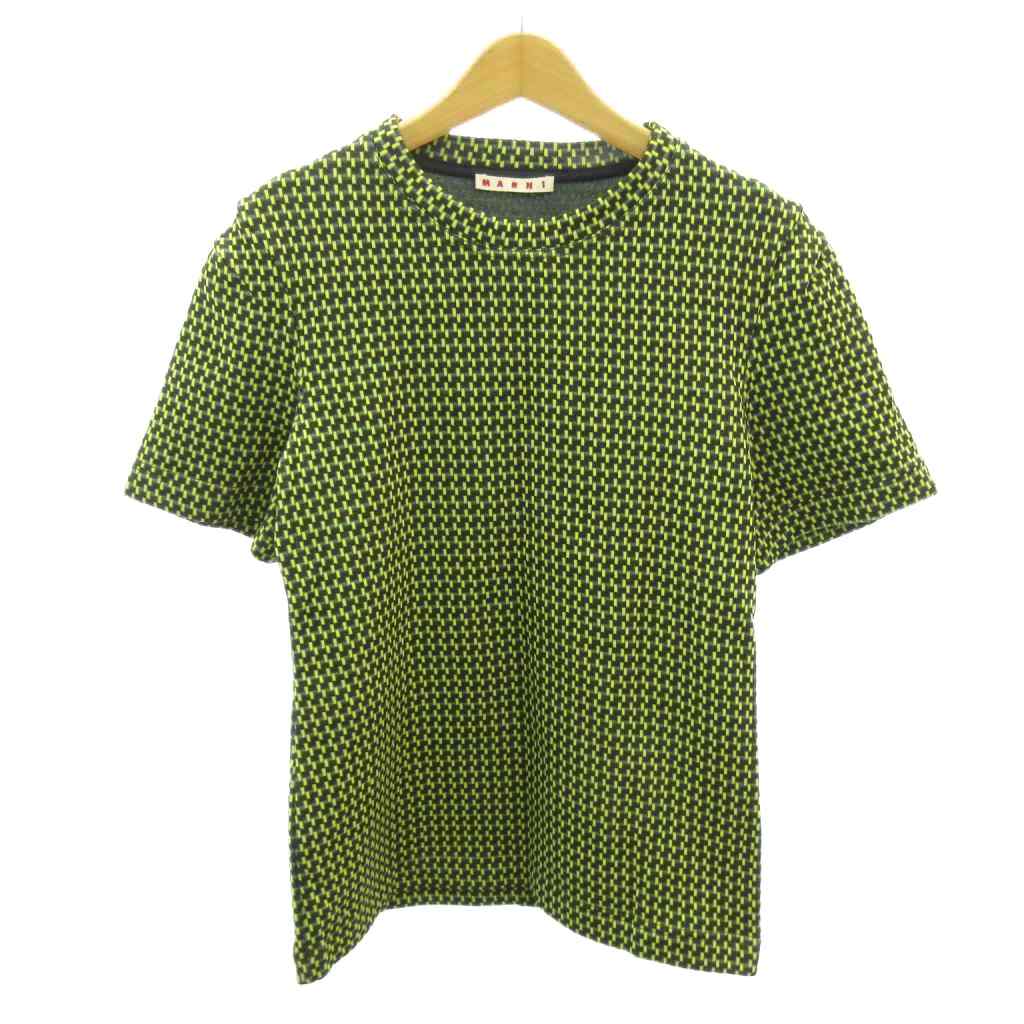 Long-Sleeved Knit - 【中古】マルニ MARNI 美品 ニット カットソー 総柄 ウール ナイロン 半袖 38 黄 黒 イエロー ブラック 0220 ■IBO90 レディース 【ベクトル 古着】 260220