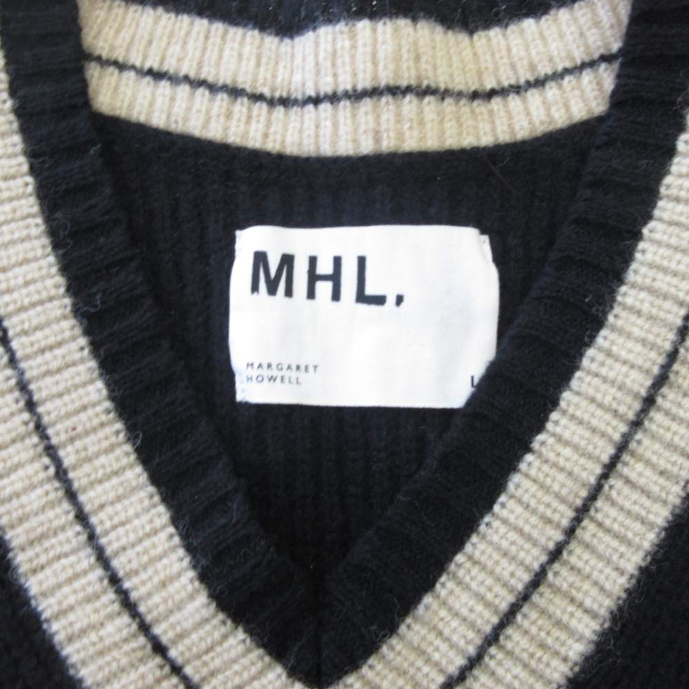 【中古】マーガレットハウエル MHL. 24AW ウール チルデンニット ベスト 596-4260502 黒 ブラック L メンズ 【ベクトル 古着】 260221