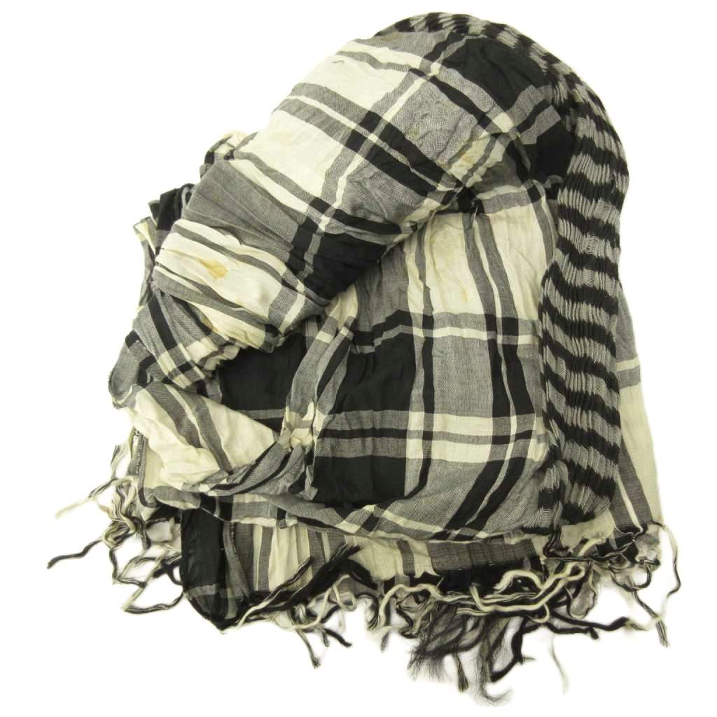 【中古】イッセイミヤケ ISSEY MIYAKE プリーツ ストール チェック柄 フリンジ シルク ウール コットン 黒 白 ブラック ホワイト 0303 IBO92 レディース 【ベクトル 古着】 260303