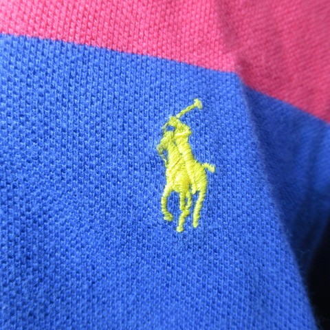 ブランド古着ベクトルプレミアム店の【中古】ポロ バイ ラルフローレン Polo by Ralph Lauren ポロシャツ クロップド丈 ボーダー 半袖 ポニー刺? S ブルー パープル ピンク IBO92 /X レディース 【ベクトル 古着】 260404｜アングル3
