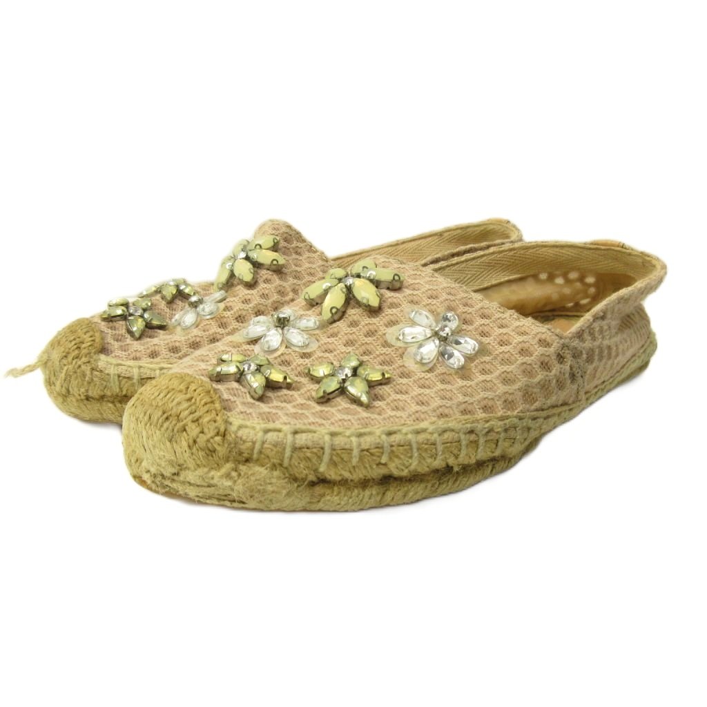 【中古】トリーバーチ TORY BURCH エスパドリーユ サンダル シューズ ビジュー ピンクベージュ 0321 IBO92 レディース 【ベクトル 古着】 260321