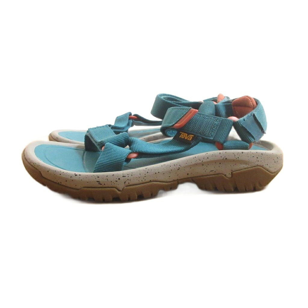 【中古】テバ Teva 美品 サンダル 22 エメラルドグリーン 面ファスナー 厚底 斑点...