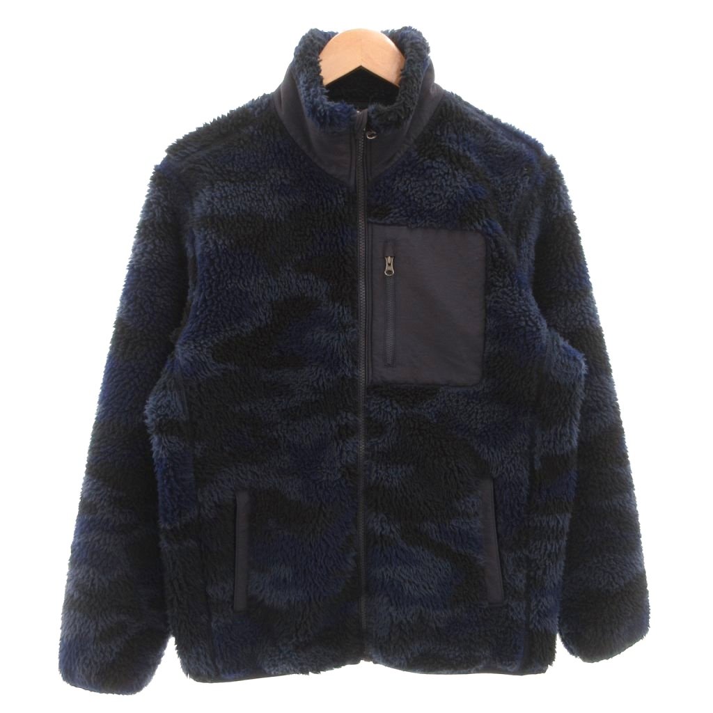 【中古】ユニクロ UNIQLO フリースジャケット ブルゾン ボア 総柄 L 紺 ネイビー /FF メンズ 【ベクトル 古着】 260328(4.0)