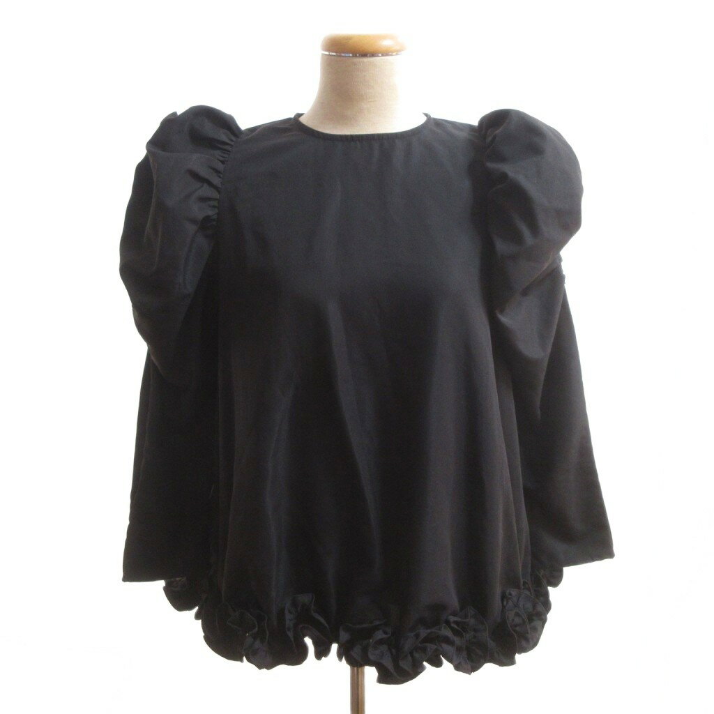 【中古】フィットモア fitmore ブラウス F 黒 ブラック パフスリーブ 長袖 フリルヘム /SJ レディース 【ベクトル 古着】 260409