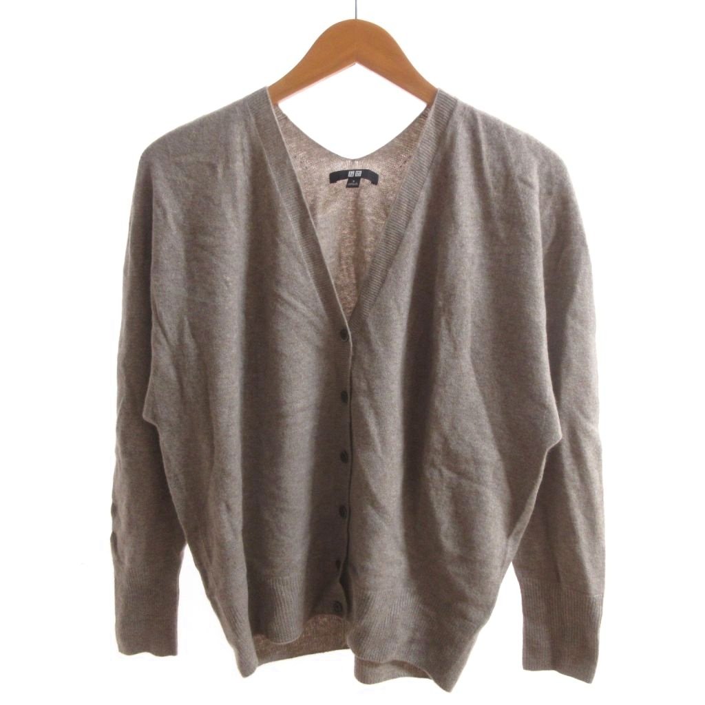 【中古】ユニクロ UNIQLO 美品 カーディガン ニット カシミヤ S 茶色 ブラウン Vネック /SJ レディース 【ベクトル 古着】 260421