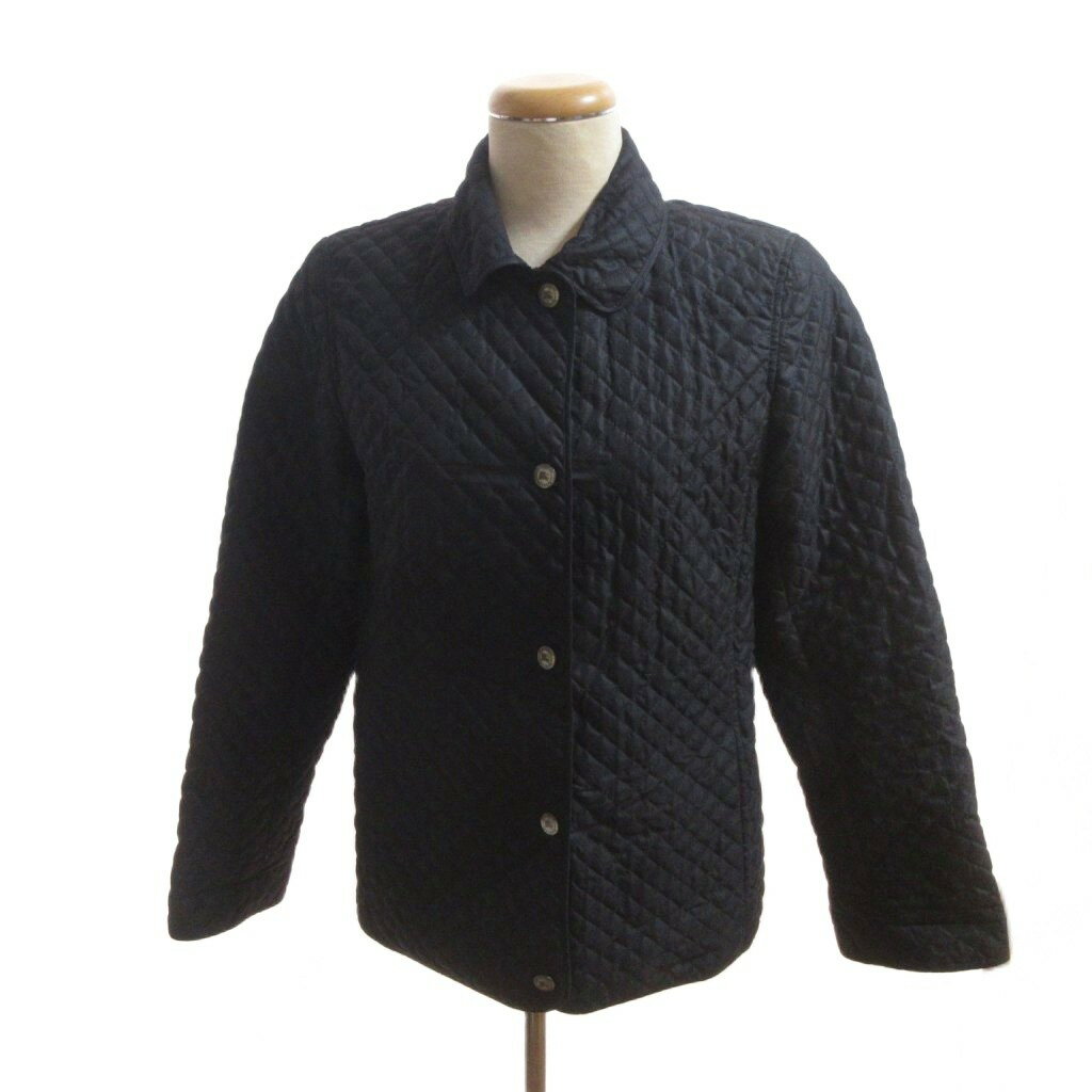 【中古】バーバリー ロンドン BURBERRY LONDON キルティングジャケット ノバチェック 黒 ブラック 9 レギュラーカラー/HW レディース ..