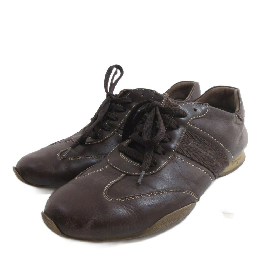 Other - 【中古】サルヴァトーレフェラガモ Salvatore Ferragamo ドライビングシューズ スニーカー レザー 茶 ブラウン レースアップ /HW IBO94 メンズ 【ベクトル 古着】 260420