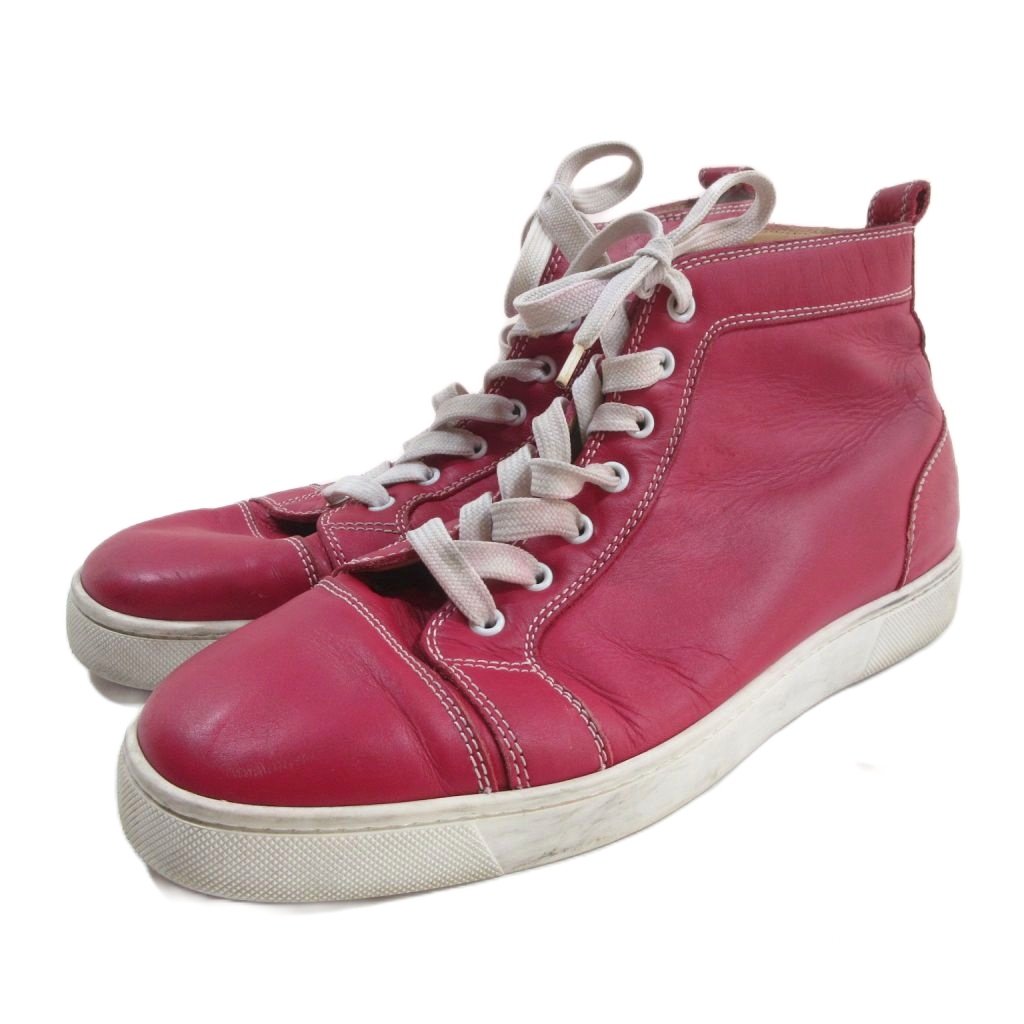 【中古】クリスチャンルブタン Christian louboutin ルイス LOUIS ハイカットスニーカー 42 レザー 赤 レッド /HW IBO94 メンズ 【ベクトル 古着】 260417