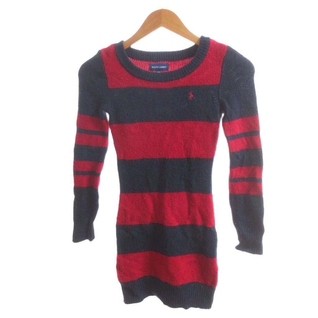 【中古】ラルフローレン RALPH LAUREN 美品 ニット ワンピース カシミヤ混 ボーダ...