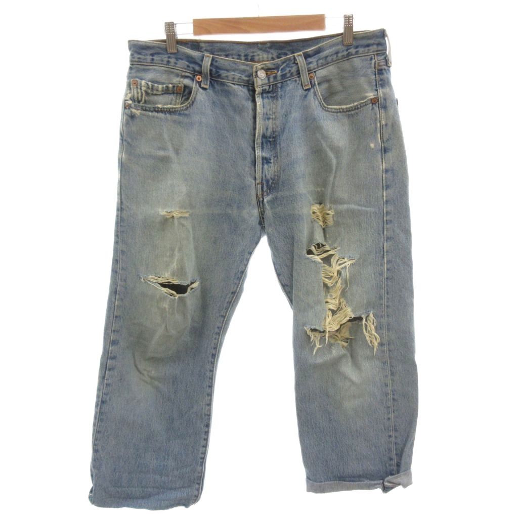 [Used] Levi's 561 Denim Pants Jeans, 3/4 Length, Size 36 32, Indigo /FF Men's [Vector Used Clothing] 260622