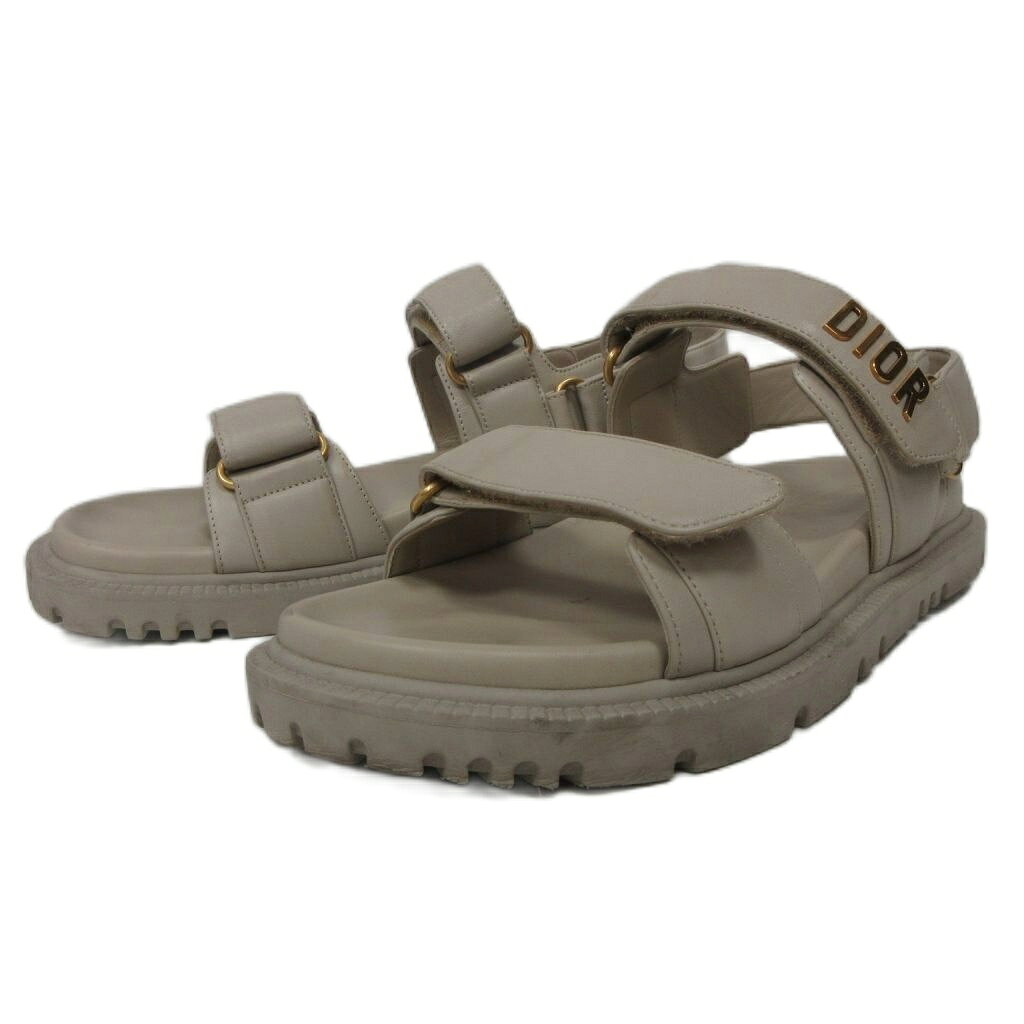 【中古】クリスチャンディオール Christian Dior DIORACT アクト ストラップサンダル ラムスキン 38.5 ベージュ IBO100 レディース 【ベクトル 古着】 260625