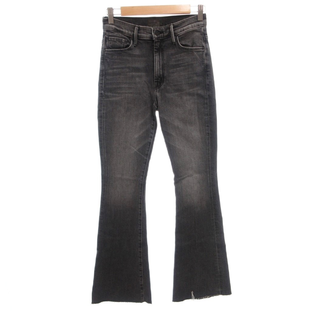 マザー mother THE WEEKENDER FRAY ブーツカットデニムパンツ ジーンズ フレア カットオフ 26 黒 ブラック /FF レディース  260706