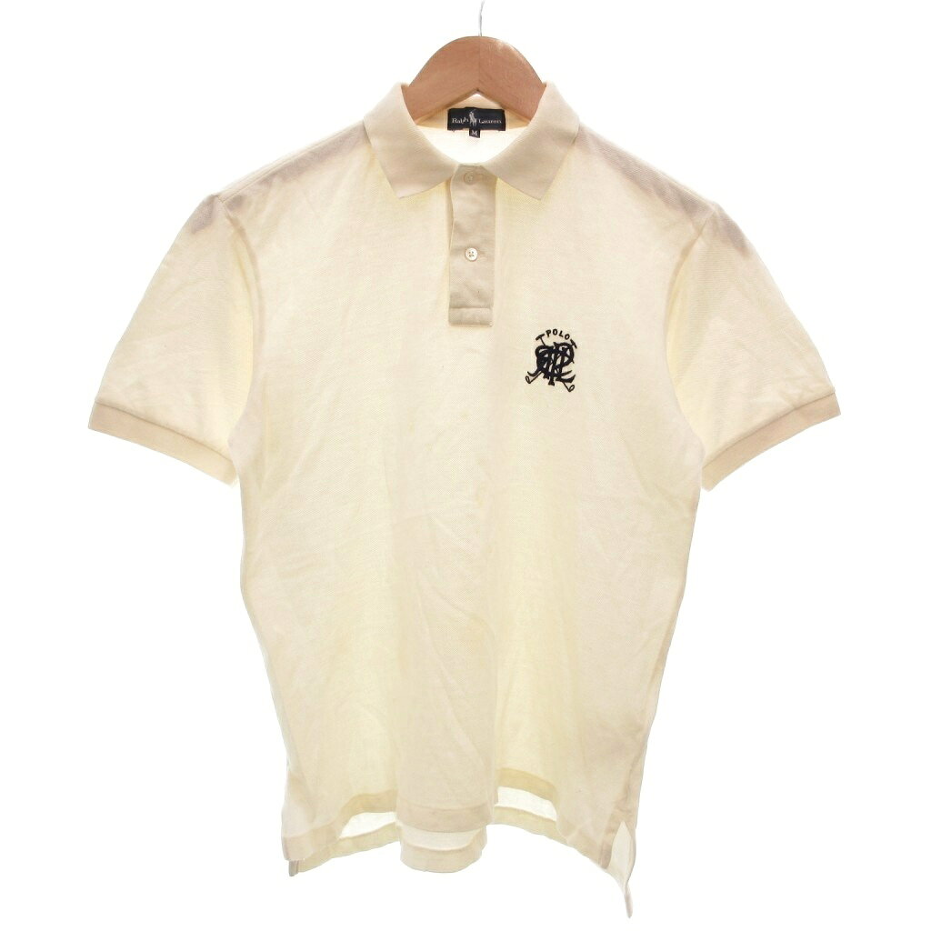 【中古】ラルフローレン RALPH LAUREN 鹿の子ポロシャツ 半袖 M 生成り エンブレムロゴ /JI IBO102 レディース 【ベクトル 古着】 260804