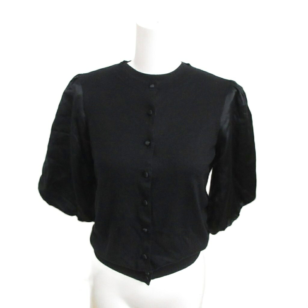 【中古】joan&david アンサンブル ニット カーディガン シルク S ノースリーブ 切り替えデザイン 長袖 黒 ブラック レディース 【ベクトル 古着】 260821