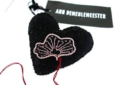 【中古】未使用品 アンドゥムルメステール ANN DEMEULEMEESTER ブローチ ハート 刺繍 ストーン 糸 黒 赤 国内正規 レディース 【ベクトル 古着】 170812 ブランド古着ベクトルプレミアム店