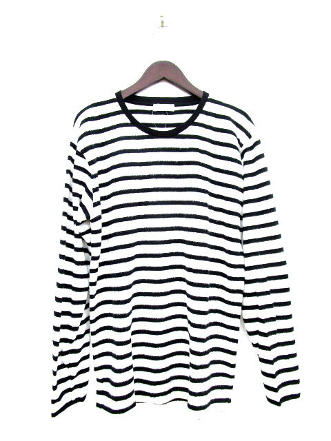 Other - 【中古】未使用品 エークロージング A-Clothing セーター ニット 長袖 Uネック ボーダー コットン混 XL 白 ホワイト 黒 ブラック メンズ 【ベクトル 古着】 171030 ブランド古着ベクトルプレミアム店