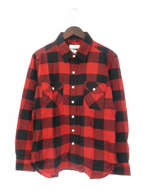 【中古】未使用品 A-Clothing シャツ カジュアル チェック 長袖 コットン M 赤 レッド /ah メンズ 【ベクトル 古着】 180324 ブランド古着ベクトルプレミアム店