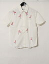 ディエチ コルソコモ コムデギャルソン 10 corso como COMME des GARCONS jimi roos シャツ ブラウス 白 ホワイト ピンク トップス 半袖 フラミンゴ刺繍 M コットン100% 綿 ケース付き レディース 【中古】【ベクトル 古着】ブランド古着ベクトルプレミアム店