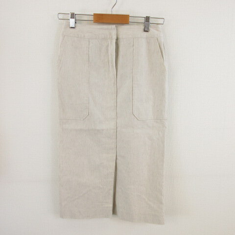 【中古】ストロベリーフィールズ STRAWBERRY-FIELDS スカート ミモレ丈 タイト リネン混 ストレッチ ベージュ 1 *T643 レディース 【ベクトル 古着】 220721