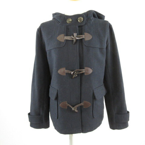 【中古】Human 2nd Occasion ダッフルコート ショート丈 長袖 紺 M *E799 レディース 【ベクトル 古着】 220927