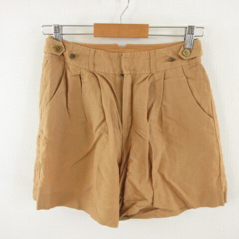 【中古】フレームワーク Framework ショートパンツ キュロット リネン混 茶 キャメル 36 *E546 レディ..