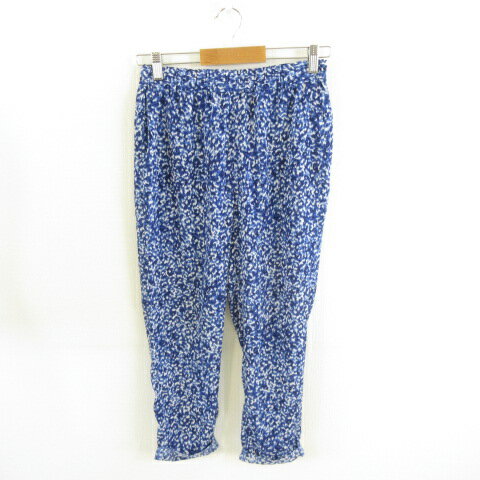 【中古】未使用品 B&Y ユナイテッドアローズ BEAUTY&YOUTH ビューティー&ユース テーパードパンツ ロング 総柄 薄手 青 白 M *E746 レディース 【ベクトル 古着】 230120