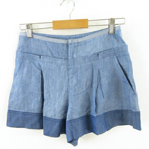 【中古】ジルスチュアート JILL STUART キュロット ショートパンツ タック 青 4 *A524 レディース 【ベ..