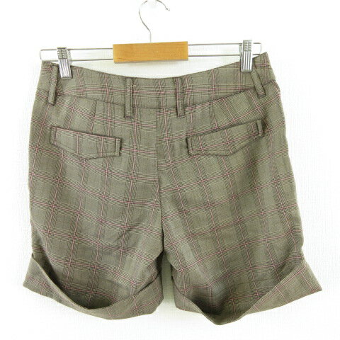 【中古】未使用品 エスジェイフェリー S.J.FERRY ショートパンツ グレンチェック ストレッチ 茶 黒 40 *A569 レディース 【ベクトル 古着】 230622