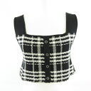 【中古】アズールバイマウジー AZUL by moussy ニットビスチェ キャミ チェック 黒 オフホワイト M *A690 レディース 【ベクトル 古着】 230703
