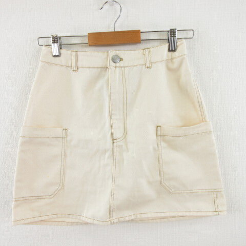 【中古】ローリーズファーム LOWRYS FARM 台形スカート ミニ ベージュ M *A64 レディース 【ベクトル 古着】 230804