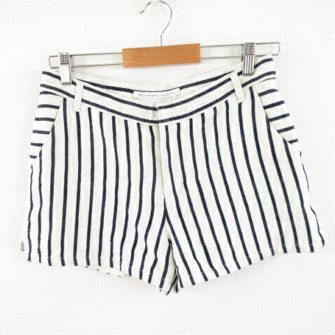 【中古】スピック&スパン Spick&Span ショートパンツ ストライプ オフホワイト 紺 38 *A68 レディース 【ベクトル 古着】 230804