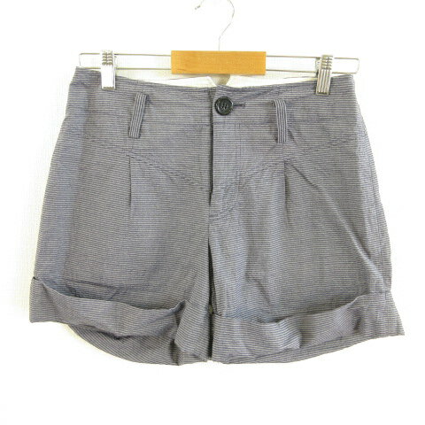 【中古】リズムオブライフ RHYTHM OF LIFE UNITED ARROWS ショートパンツ ボーダー 紺 M *T331 レディース 【ベクトル 古着】 230823